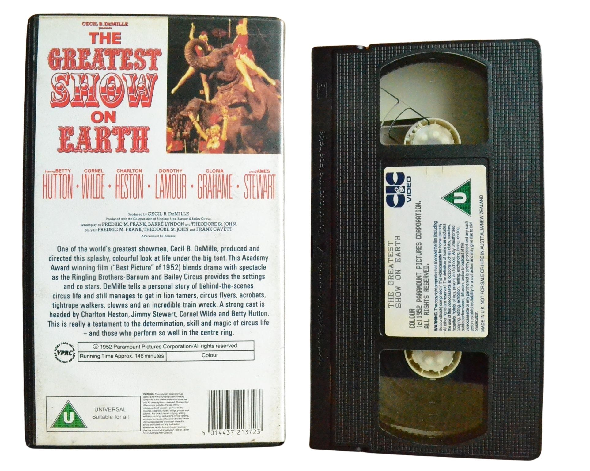 The Greatest Show On Earth - James Stewart - Vintage - Pal VHS-