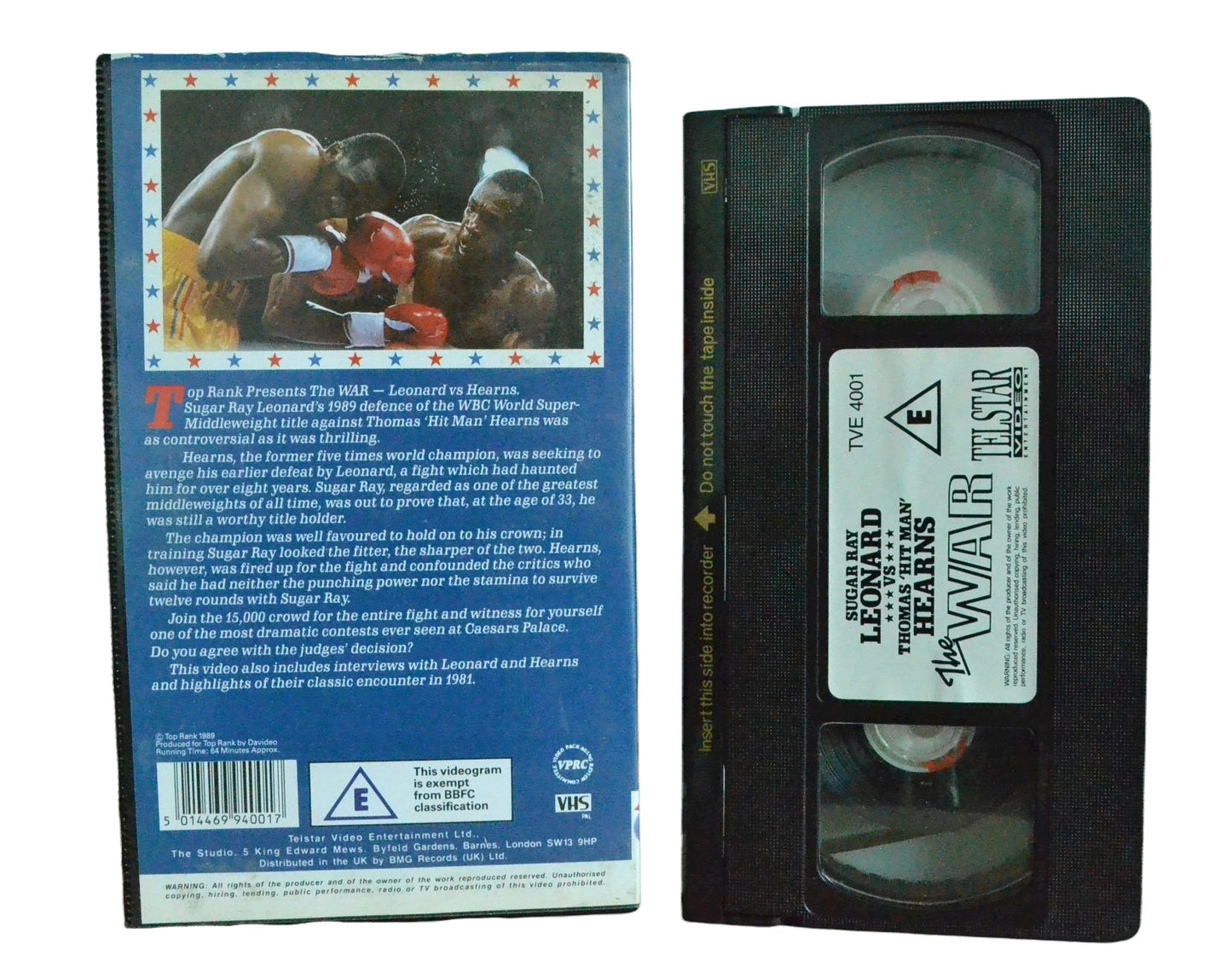 Sugar Ray Leonard Vs Thomas 'Hit Man' Hearns - The War - Sugar Ray Leonard - Telstar Video - Boxing - Pal VHS-