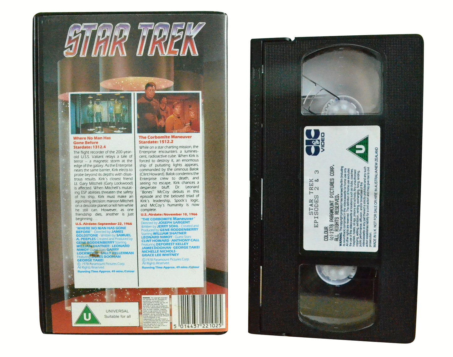 Star Trek: Where No Man Has Gone Before & The Corbomite Maneuver - William Shartner - CIC Video - Vintage - Pal VHS-