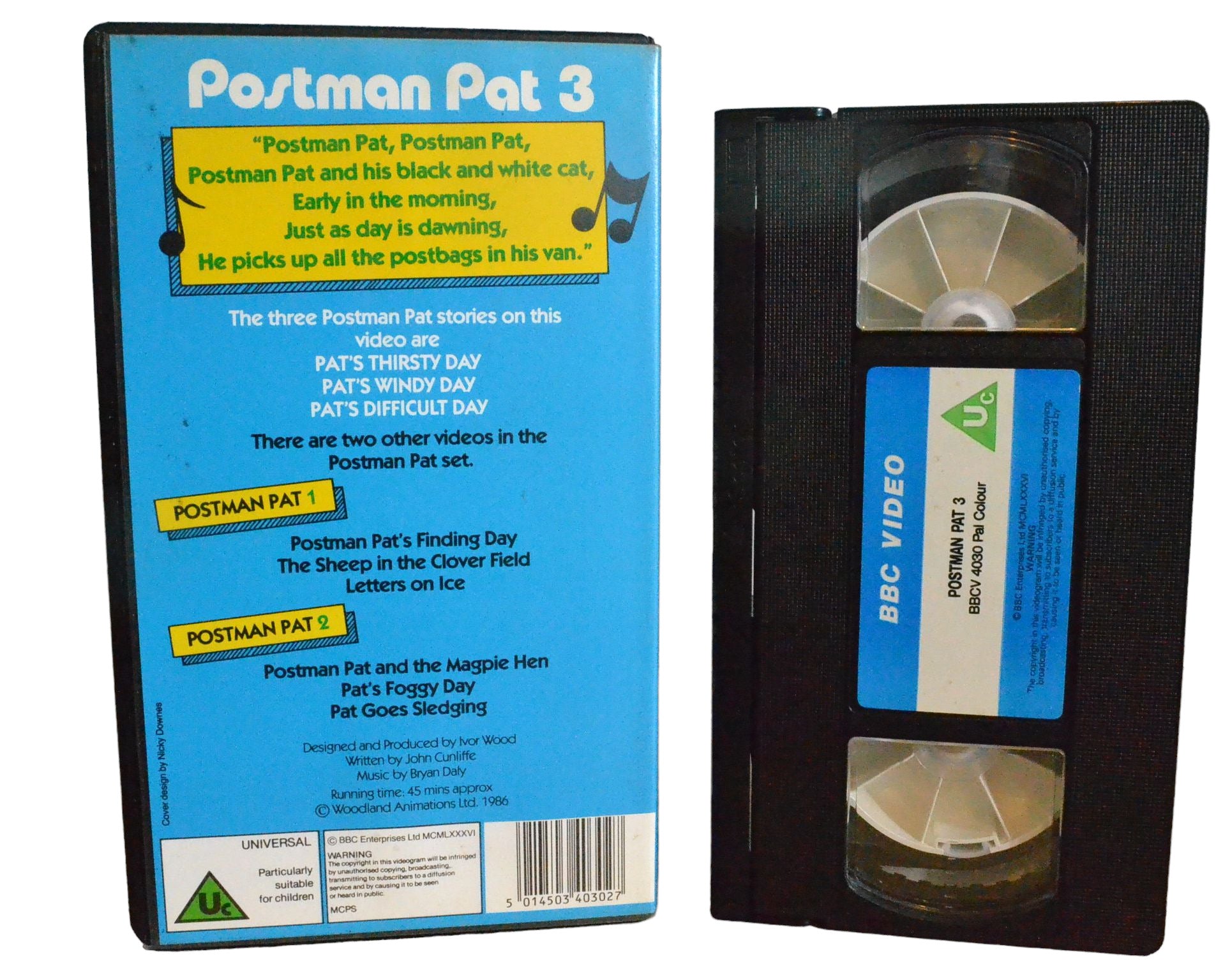 Postman Pat 3 (Pat's Windy Day) - BBC Video - BBCV4030 - Children - Pal - VHS-