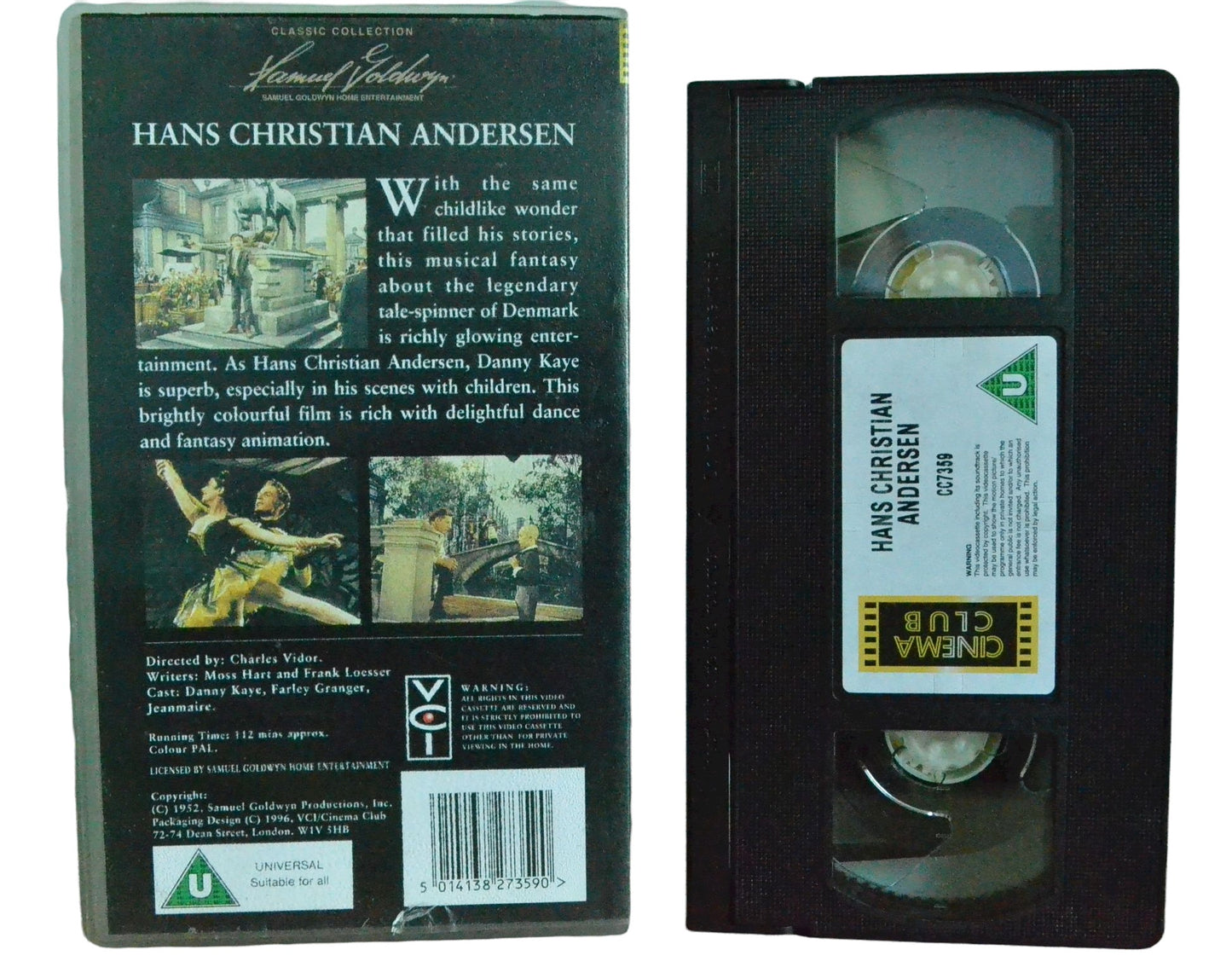 Hans Christian Andersen (Classic Collection) - Danny Kaye - Cinema Club - Vintage - Pal VHS-
