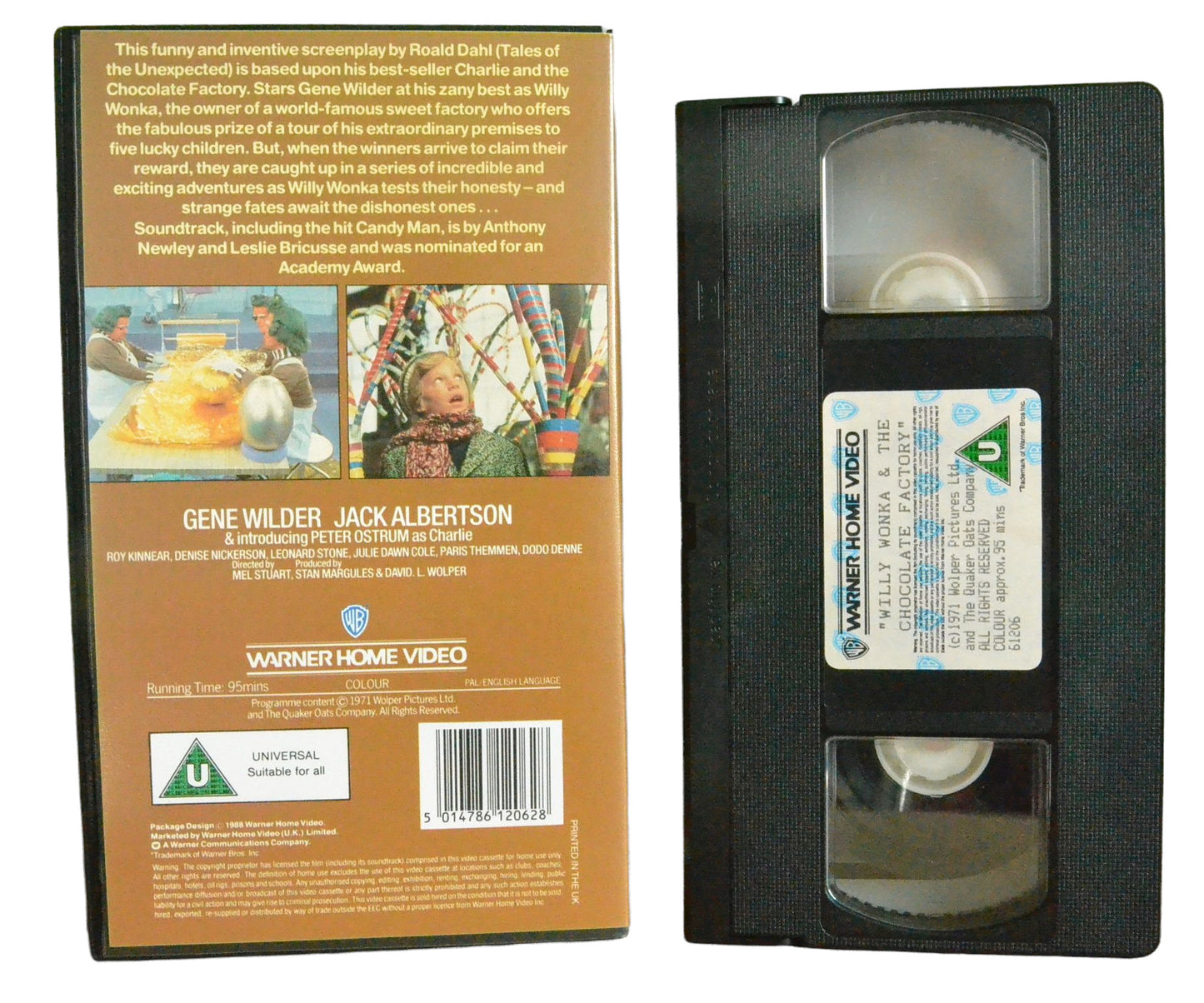 Willy Wonka & The Chocolate Factory - Gene Wilder - Warner Home Video - Children's - Pal VHS-