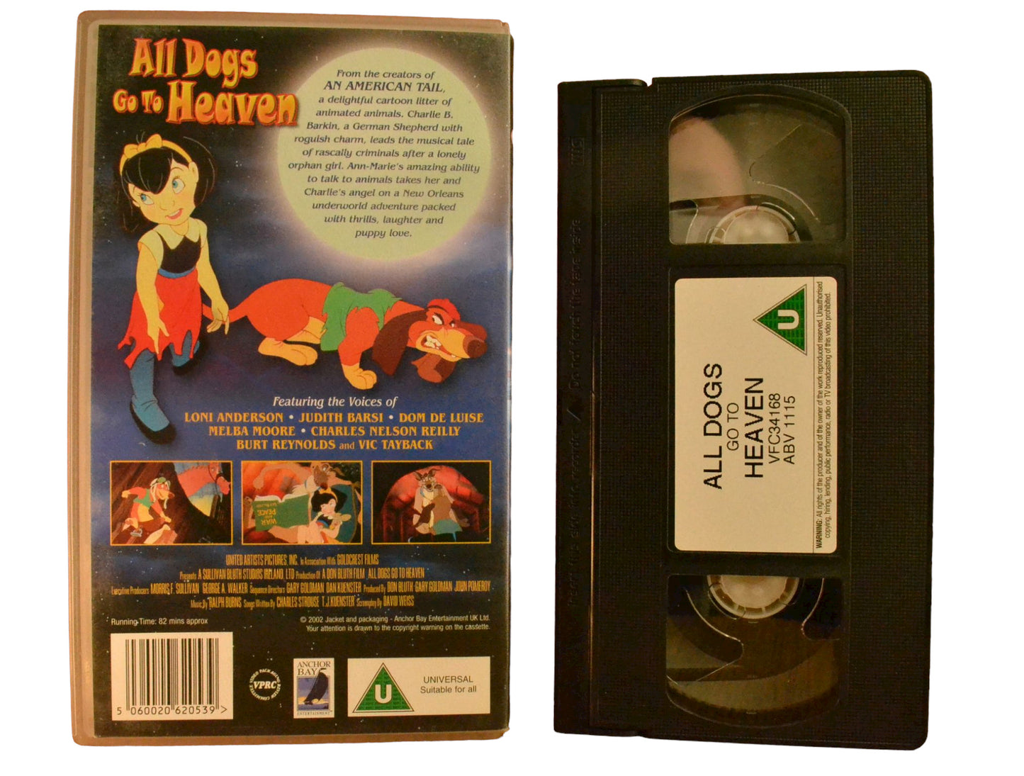 All Dogs Go To Heaven - Dom DeLuise - Anchor Bay - Childrens - PAL - VHS-