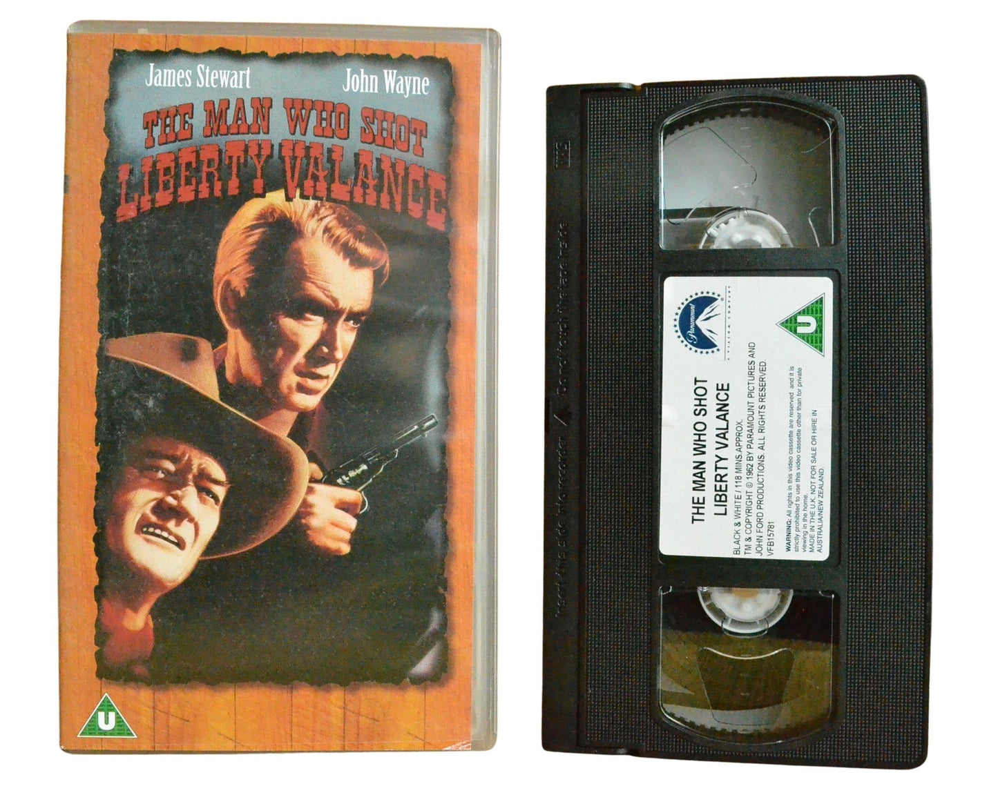The Man Who Shot Liberty Valance - James Stewart - Vintage - Pal VHS-