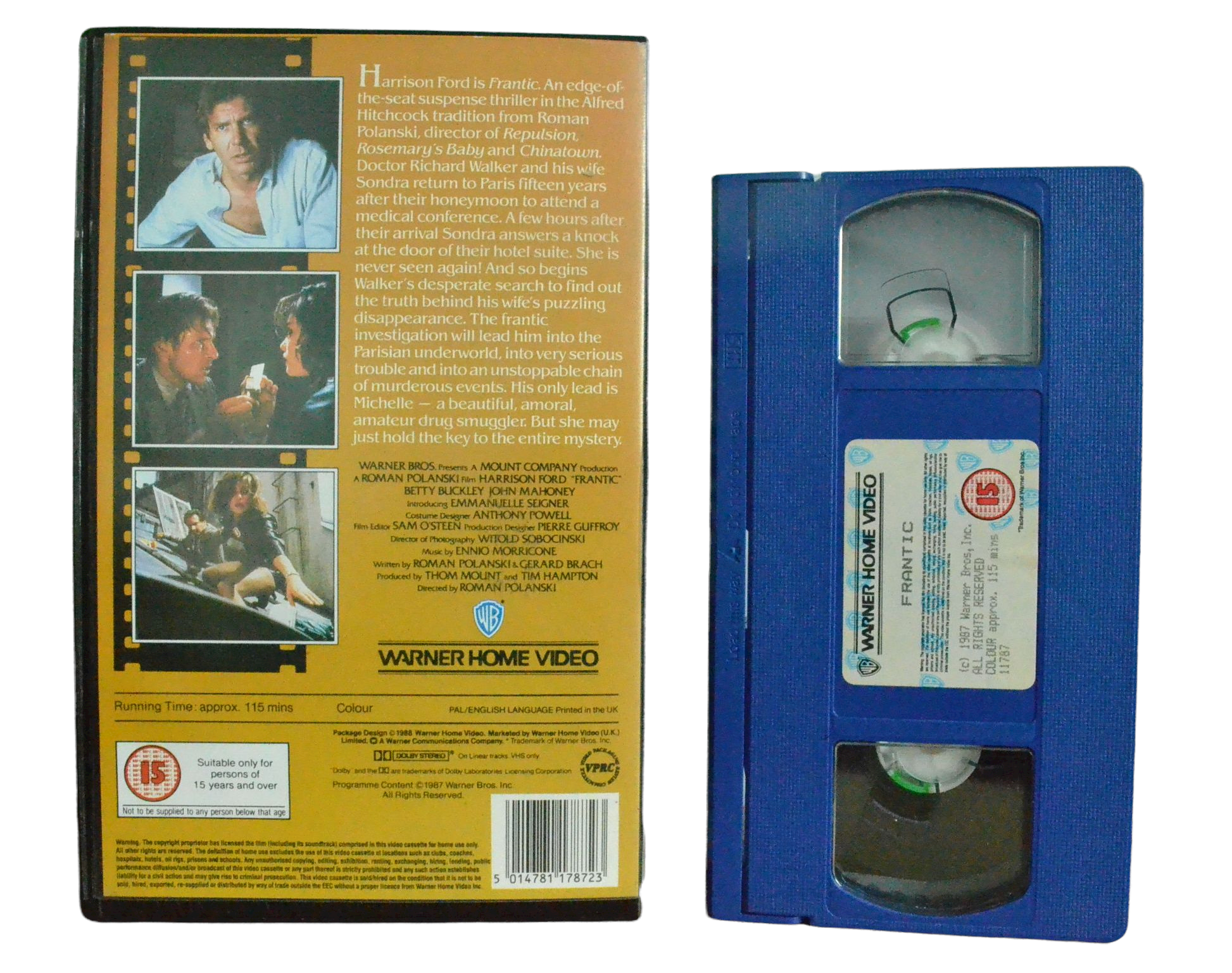 Frantic - A Roman Polanski Film - Harrison Ford - Warner Home Video - Vintage - Pal VHS-