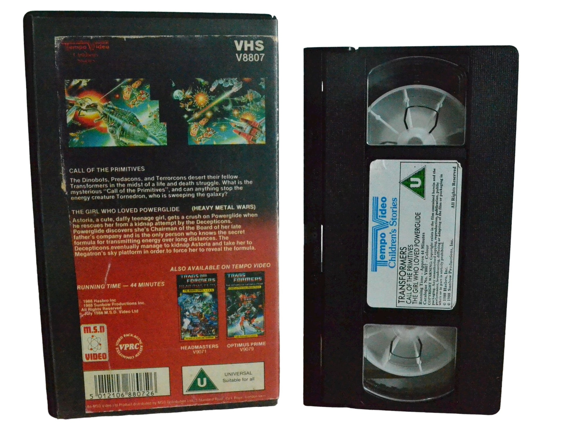 Transformers Two Action Packed Adventures [Carton] Call Of The Primatives- Tempo Video - Childrens - PAL - VHS-