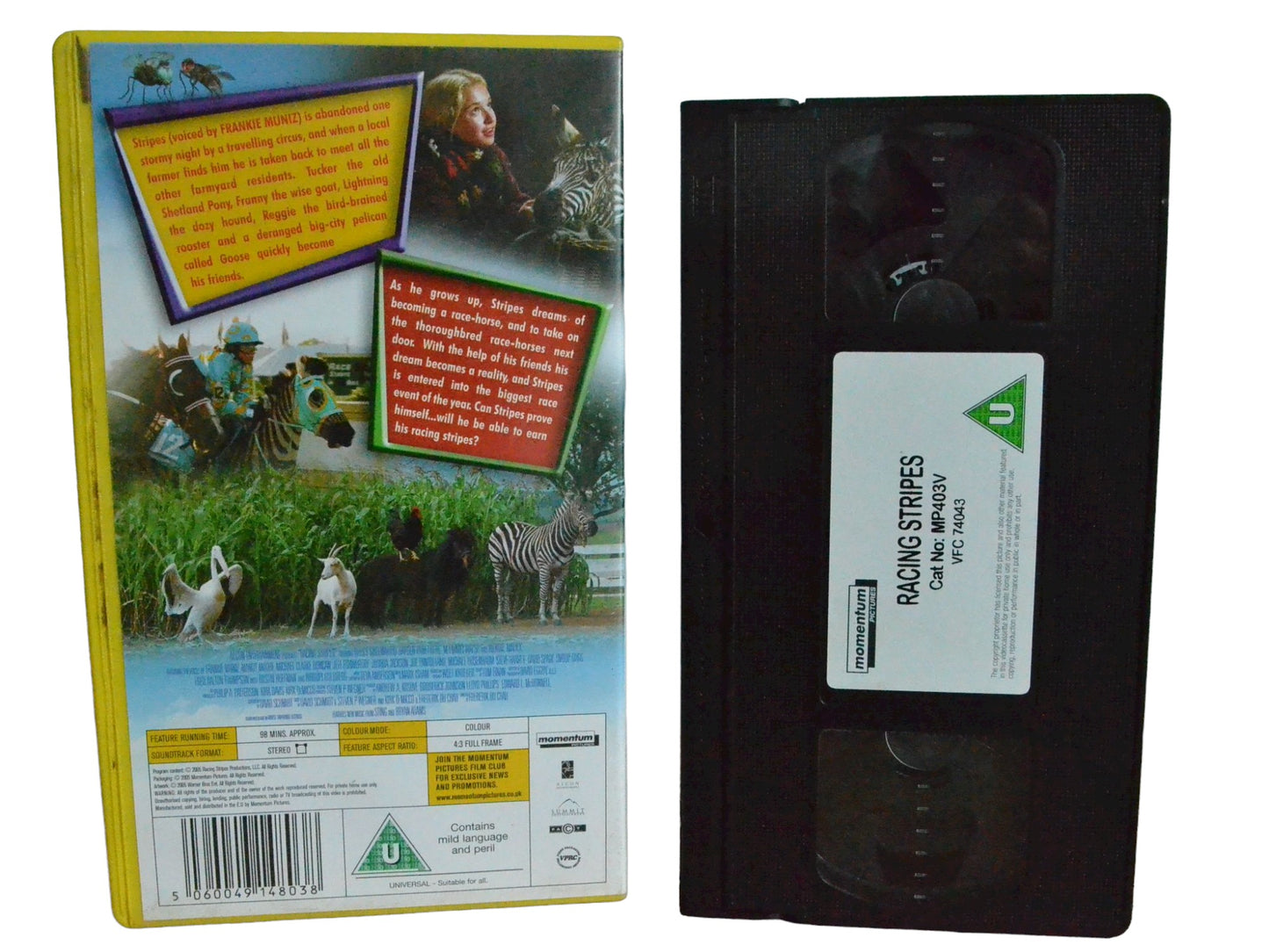Racing Stripes - Frankie Muniz - Momentum Pictures - Childrens - PAL - VHS-