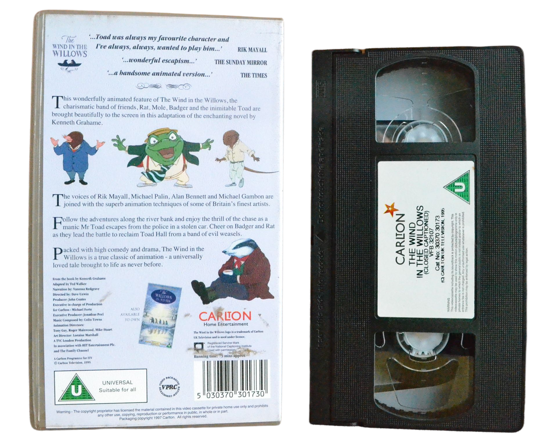 The Wind In The Willows - Alan Bennett - Carlton - Children’s - Pal VHS-