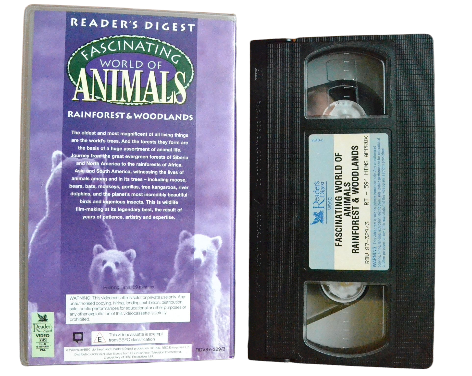 Fascinating World Of Animals: Rainforest & Woodlands - Reader's Digest - Children’s - Pal VHS-