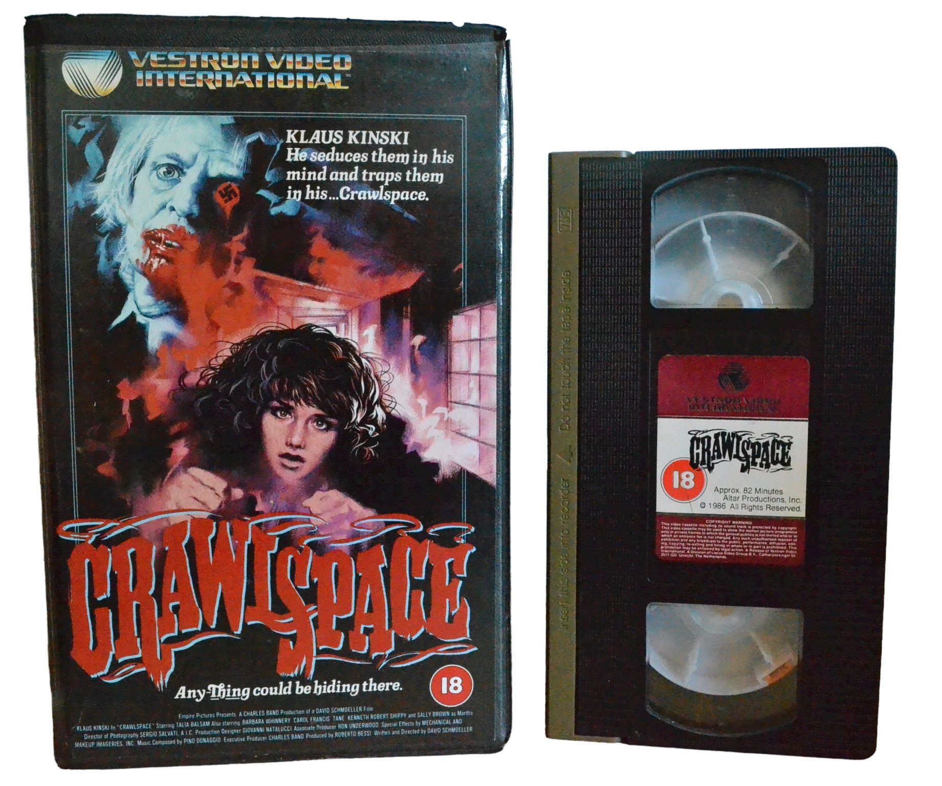 Crawlspace (Any Thing Could Be Hiding There.) - Klaus Kinski - Vestron VIdeo International - Large Box - PAL - VHS [cut sleeve]-
