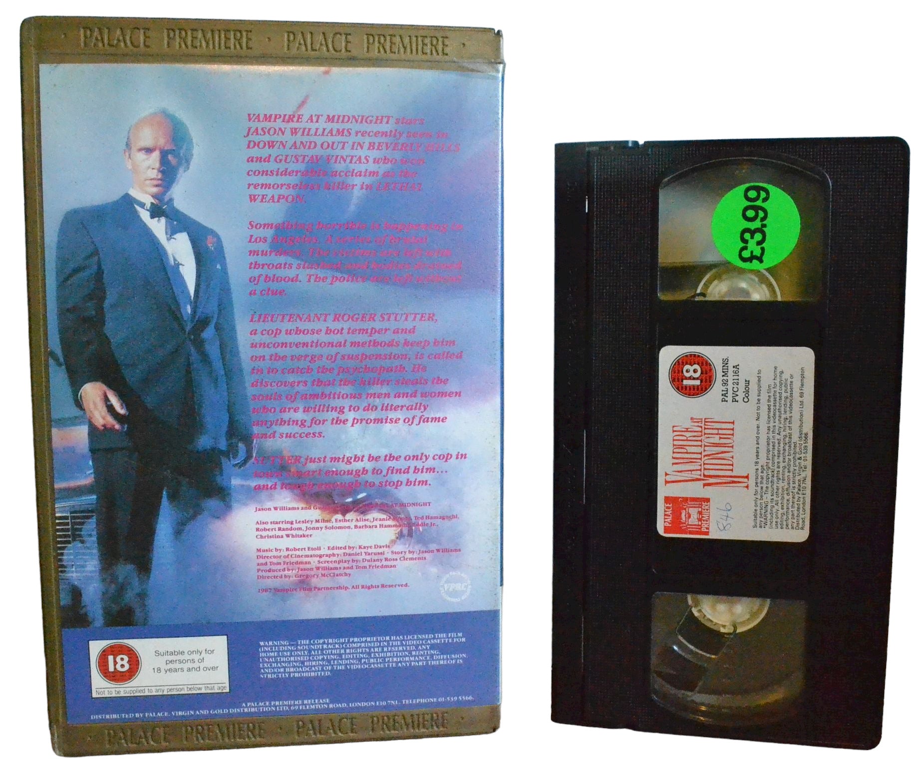 Vampire At Midnight - Jason Williams - Palace Premiere - Large Box - PAL - VHS-