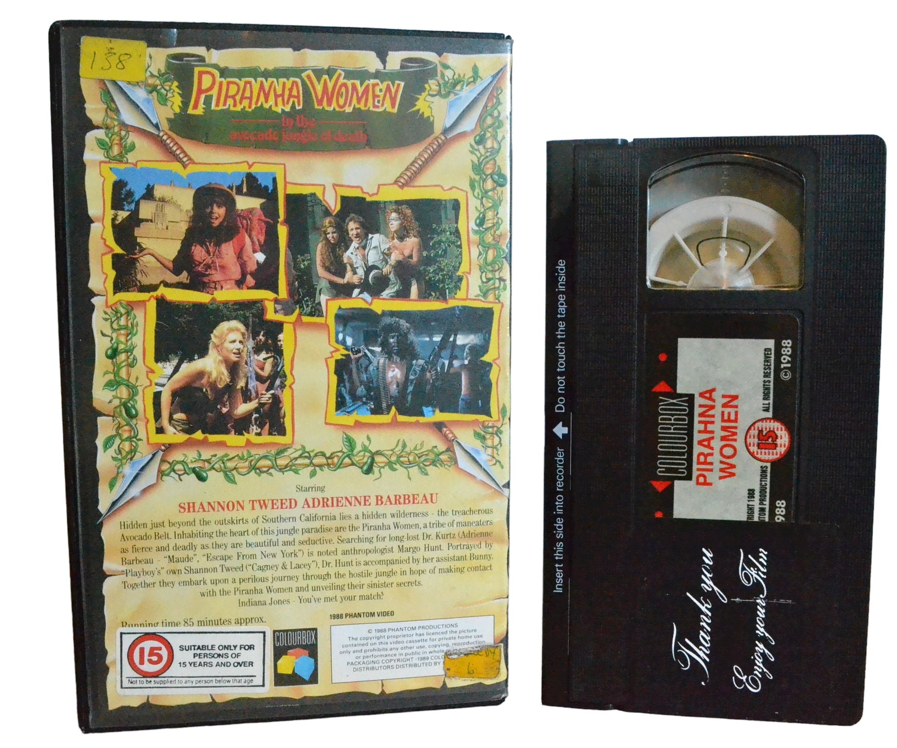 Piranha Women In He Avocado Jungle Of Death - Shannon Tweed - Colour Box - Action - Large Box - Pal VHS-