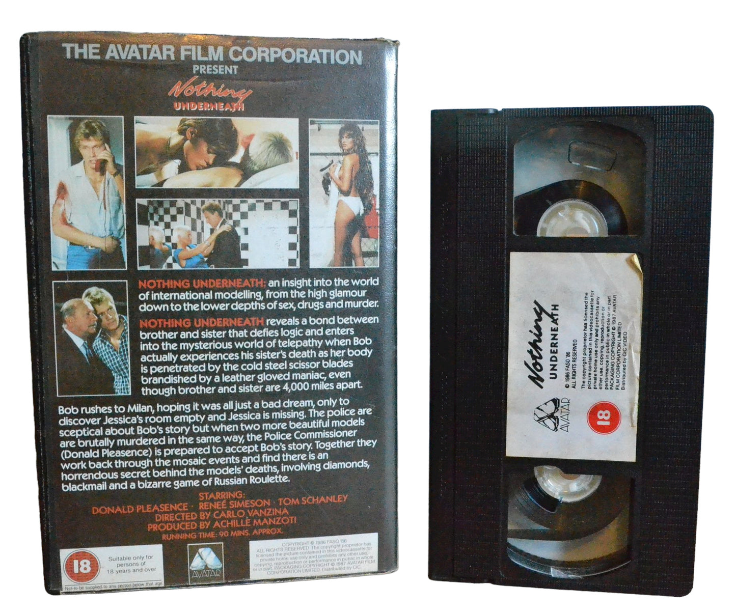 Nothing Underneath - Renée Simonsen - Avatar Film Corporation - Thriller - Large Box - Pal VHS-