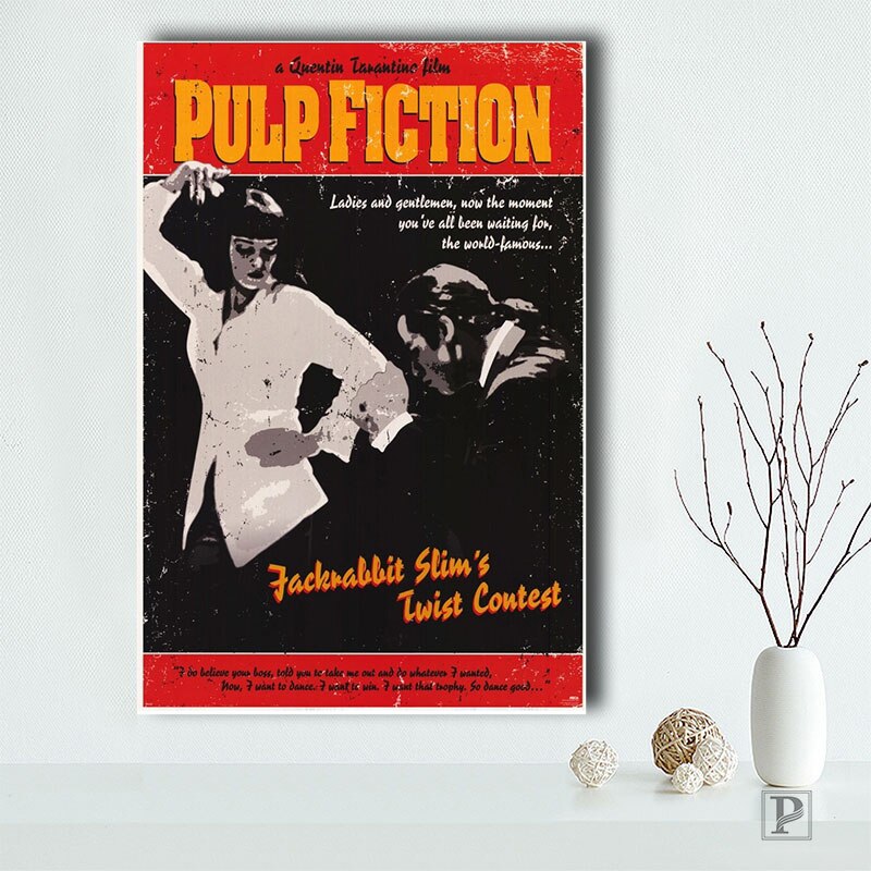 Pulp Fiction - Hokey Cokey Movie Wallpapers - Movie Night Ideas - Vintage Retro Print - Film Fan Decor-40X50cm Unframed-DM301-4-