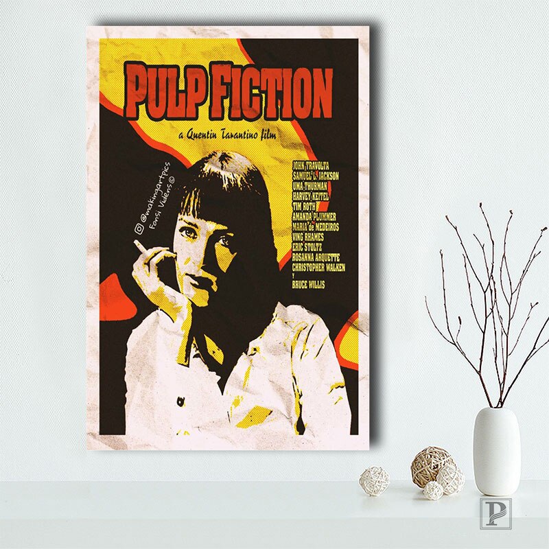 Pulp Fiction - Hokey Cokey Movie Wallpapers - Movie Night Ideas - Vintage Retro Print - Film Fan Decor-40X50cm Unframed-DM301-7-