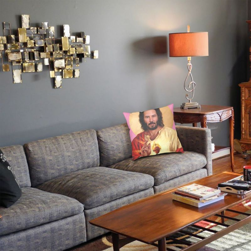 Saint Keanu Reeves Cushion Cover 3D Print Meme Jesus John Wick Throw Pillow Case for Sofa Custom Pillowcase Home Decor-