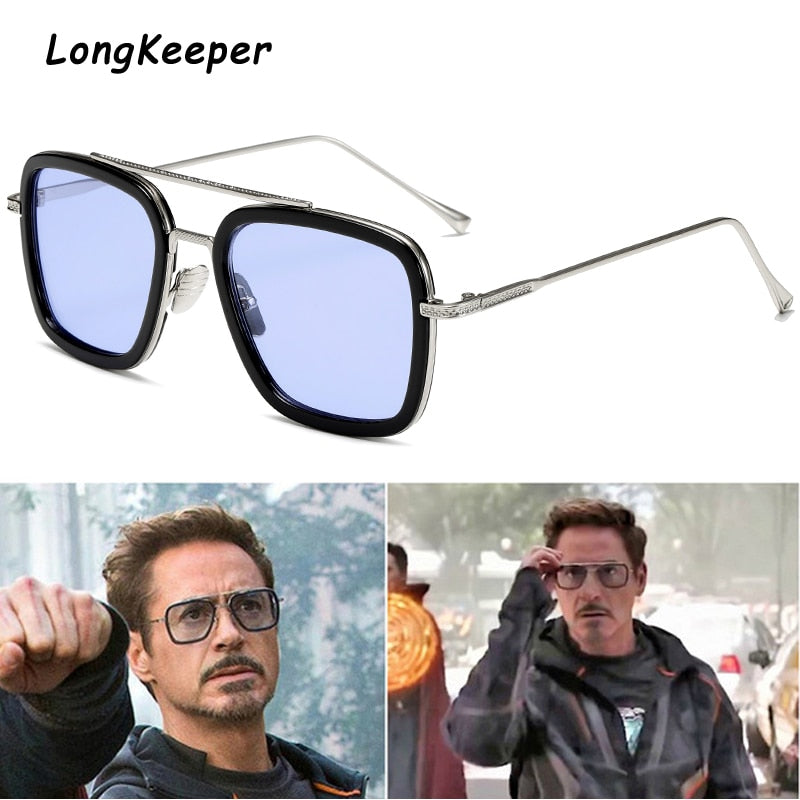 luxury Fashion Tony Stark Style for women Sunglasses Men Square Brand Design Sun Glasses Oculos Retro male iron Man oculos de-
