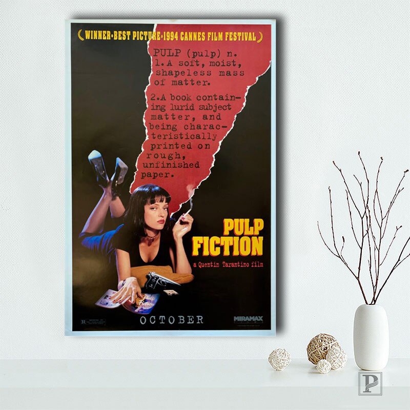 Pulp Fiction - Hokey Cokey Movie Wallpapers - Movie Night Ideas - Vintage Retro Print - Film Fan Decor-40X50cm Unframed-DM301-6-