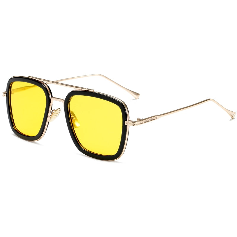 luxury Fashion Tony Stark Style for women Sunglasses Men Square Brand Design Sun Glasses Oculos Retro male iron Man oculos de-C13Gold NightVision-