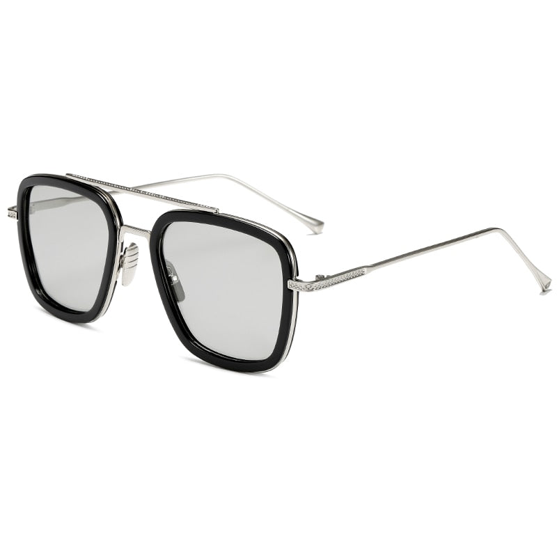 luxury Fashion Tony Stark Style for women Sunglasses Men Square Brand Design Sun Glasses Oculos Retro male iron Man oculos de-C15Silver BS-