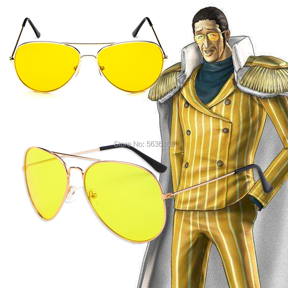 Anime Characters Navy Admiral Borsalino Cosplay glasses Yellow Sunglasses-