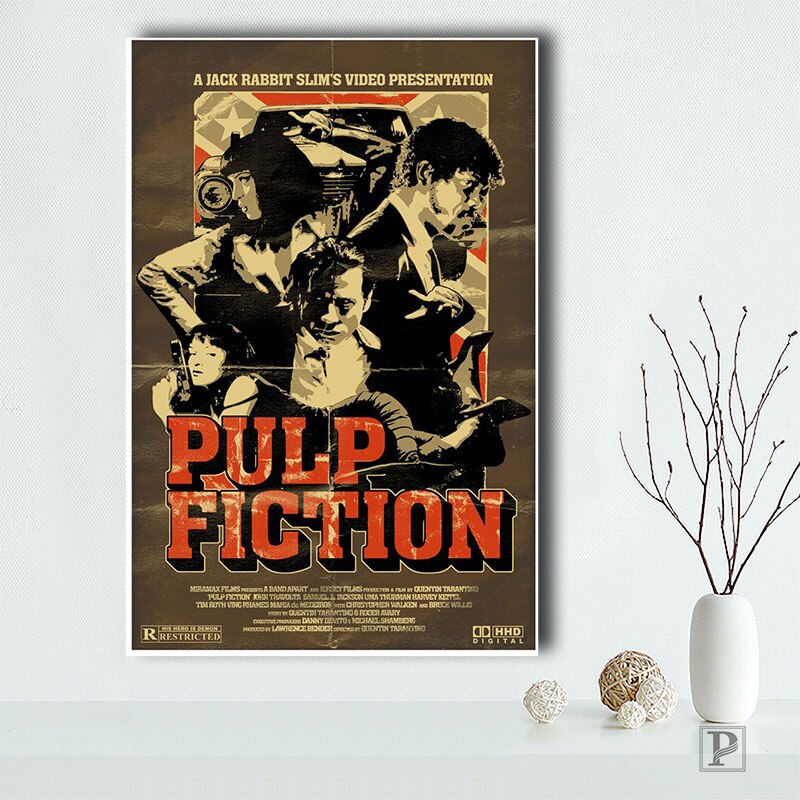 Pulp Fiction - Hokey Cokey Movie Wallpapers - Movie Night Ideas - Vintage Retro Print - Film Fan Decor-40X50cm Unframed-DM301-5-