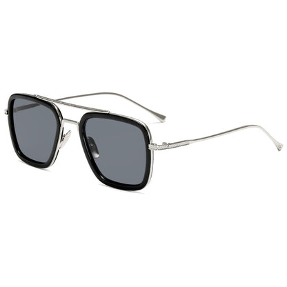 luxury Fashion Tony Stark Style for women Sunglasses Men Square Brand Design Sun Glasses Oculos Retro male iron Man oculos de-C1Silver Grey-