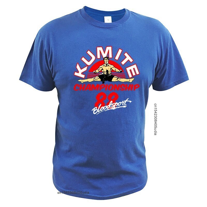 Bloodsport - Jean Claude Van Damme T Shirt Kumite Championship Shirt Cotton Breathable Eu Size Tee Tops-Blue-XS-
