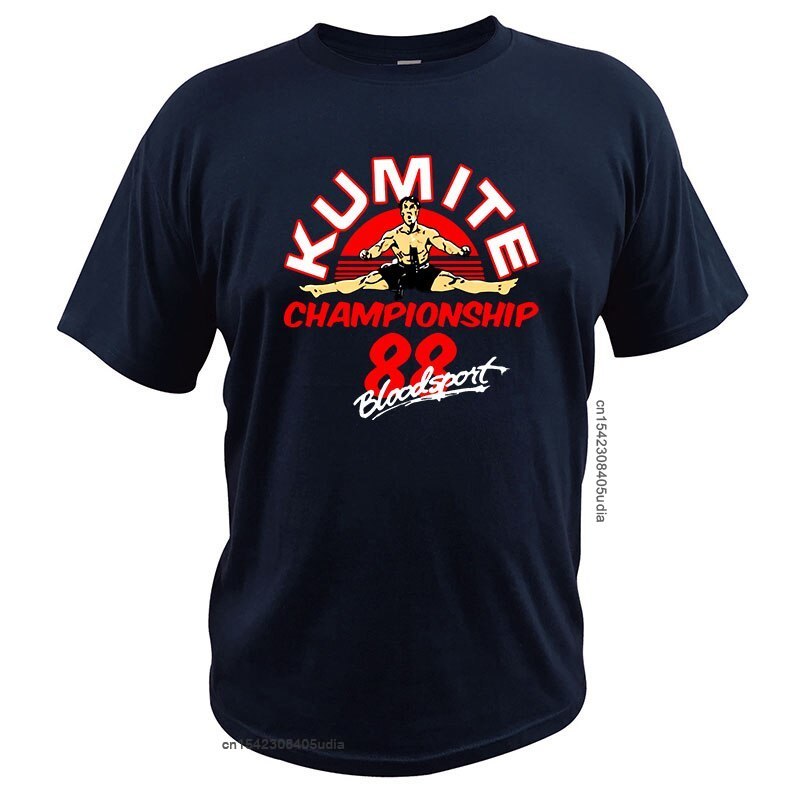 Bloodsport - Jean Claude Van Damme T Shirt Kumite Championship Shirt Cotton Breathable Eu Size Tee Tops-Navy Blue-XS-
