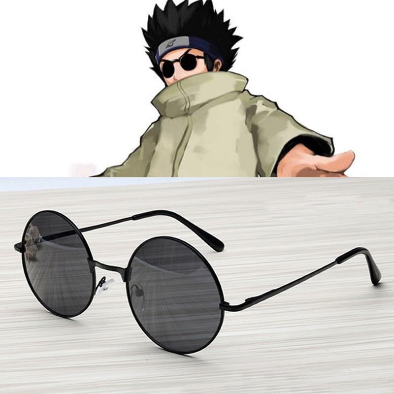 Hot Red Cloud Anime Cosplay Aburame Shino Cosplay Round Lens Sunglasses Black Frame Sun Glasses Widely Use Anime-