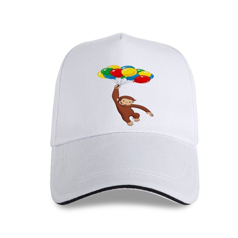 Curious George - Unisex Adult - Baseball Cap - Adjustable Strap - Summer Wear - Sun Protection-P-White-