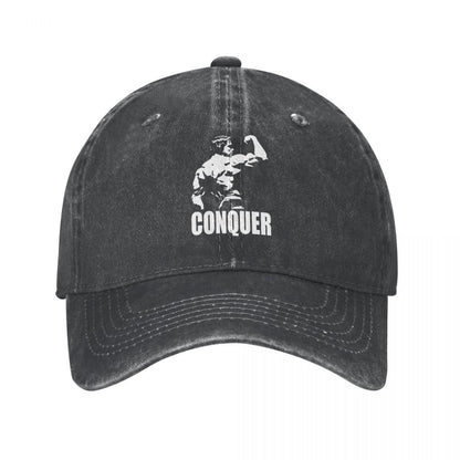 Conquer Arnold Schwarzenegger - Snapback Baseball Cap - Summer Hat For Men and Women-Black-One Size-