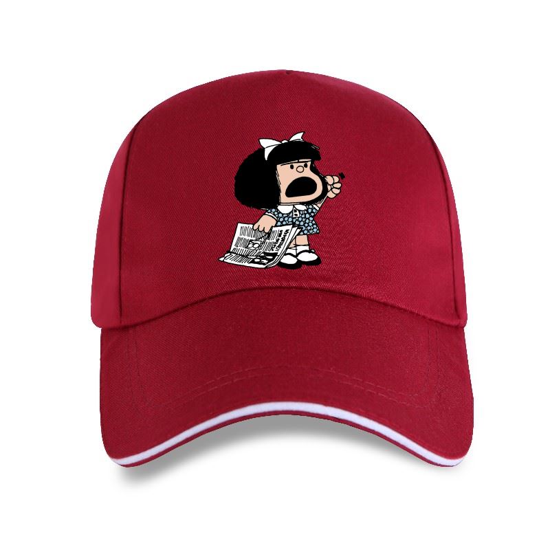Angry Mafalda - Adult - Baseball Cap - Adjustable Strap - Summer Wear - Sun Protection - Unisex-P-RedWine-