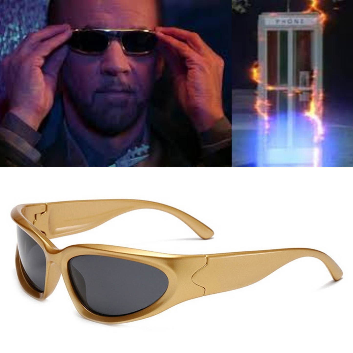 Bill & Ted - Rufus Style - Polarized Sunglasses - Gold Design - Men/Time Traveller Glasses - Movie Replica - Perfect For Driving - UV Protection 400-Rufus Gold-Polarized-