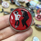 Bride & Frankenstein - Pulp Fiction Dance - Mash-Up Badge - Red Lapel Pin Jewelry - Gift For Horror Movie Lover-